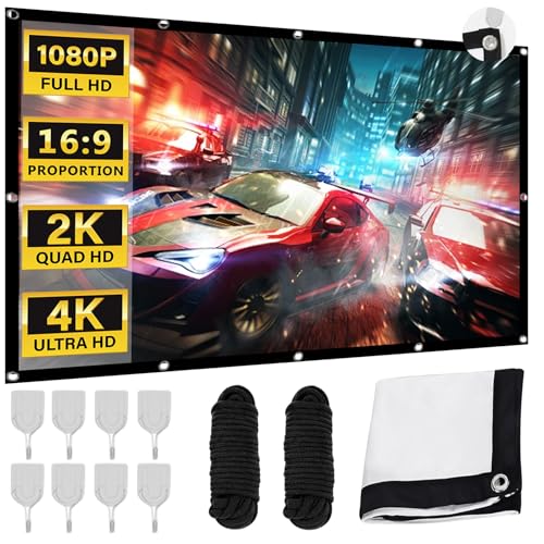 WIYETY 100 Zoll Leinwand Beamer: 16:9 HD Projektionsleinwand, Leinwand für Beamer mit Seile und Haken, Tragbare Filmleinwand für Zuhause, Büro, Schule und Outdoor Camping WIYETY 100 Zoll Leinwand Beamer: 16:9 HD Projektionsleinwand, Leinwand für Beamer mit Seile und Haken, Tragbare Filmleinwand für Zuhause, Büro, Schule und Outdoor Camping von WIYETY
