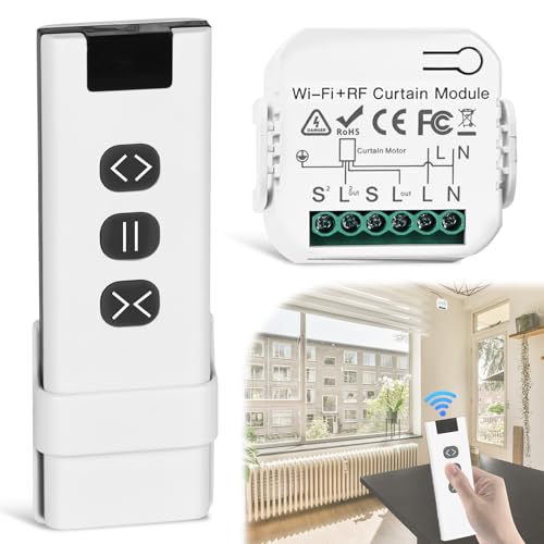 WIYETY Funk Rolladensteuerung Nachrüstset: Rolladenmotor Steuerung aus Fernbedienung und WiFi-RF Empfänger Modul, Bis 100m Reichweite, Funk Schalter für Rolladen, Jalousien, Markisen von WIYETY