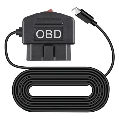 WIYETY OBD-Zugkabel Hardwire-Kit: 3,5 M OBD-Stromkabel Typ-C Mini USB Netzadapter Ladekabel mit Schalter Taste, 24 Stunden Überwachung und Acc Modus, Micro-OBD-Netzkabel für Dash-Kamera, OBD-Anschluss von WIYETY