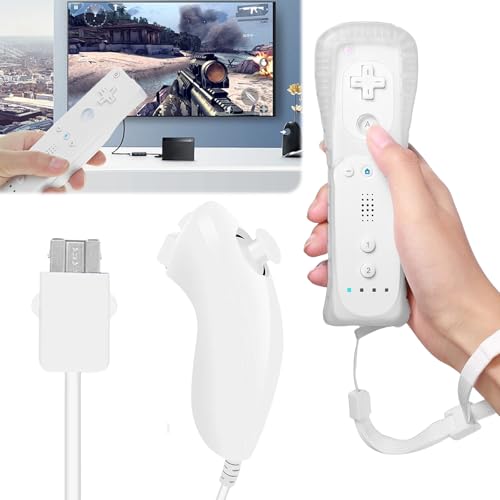 WIYETY Wii-Fernbedienung Gamecontroller: Wii Fernbedienungen, Wii Controller Remote mit Nunchuck für Wii Vernbedinung Remote Plus Ersatz Kontroller, Wii Fernbedienung für Wii/WiiU Konsole(Weiß) von WIYETY