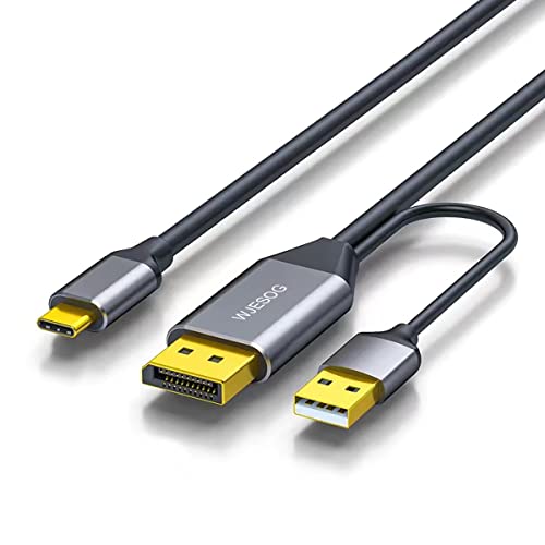 WJESOG Displayport zu USB C Kabel 6.6ft 4K@60Hz mit USB-Stromversorgung, DP-Stecker auf Typ-C-Stecker, Konverter unterstützt Touch mit Nreal Air VR, MacBook Pro/Air 2020/2018, iPad Pro/Air von WJESOG