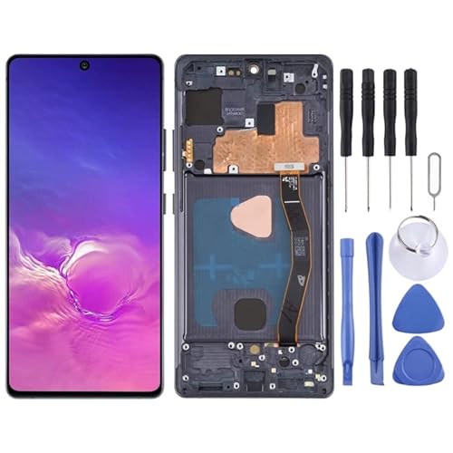 WJHZSPIVNAH Material LCD -Bildschirm und Digitalisierer Vollbaugruppe mit Rahmen für Galaxy S10 Lite (schwarz) von WJHZSPIVNAH