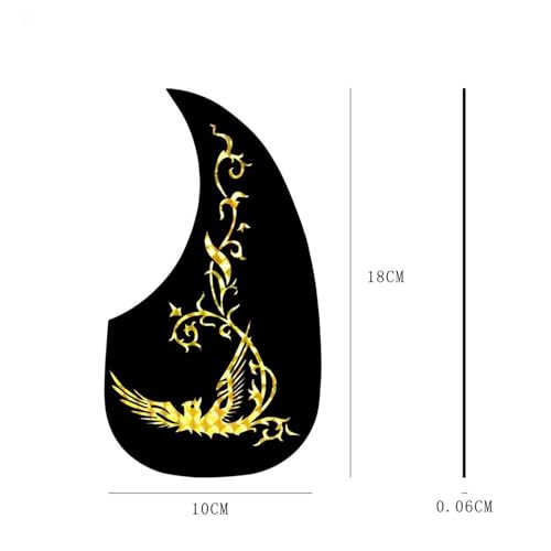 Gitarren-Golpeador 40/41 Zoll klassische Schalllochpaste selbstklebende Schutzplatten Tropfenform Laseraufkleber Zubehör für Folk-Akustikgitarren(Black1) von WKRTGFHJ