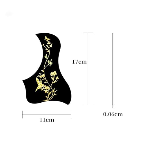 Gitarren-Golpeador 40/41 Zoll klassische Schalllochpaste selbstklebende Schutzplatten Tropfenform Laseraufkleber Zubehör für Folk-Akustikgitarren(Black2) von WKRTGFHJ