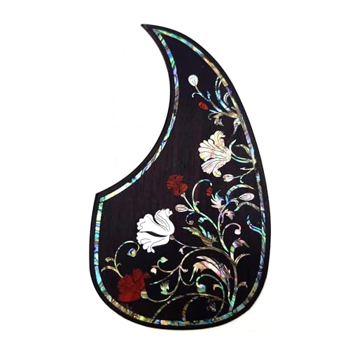 Gitarren-Golpeador Massivholz Intarsien Intarsien Abalone Blume Für D-45 Oder 40-43 Zoll Gitarre Platte(23) von WKRTGFHJ