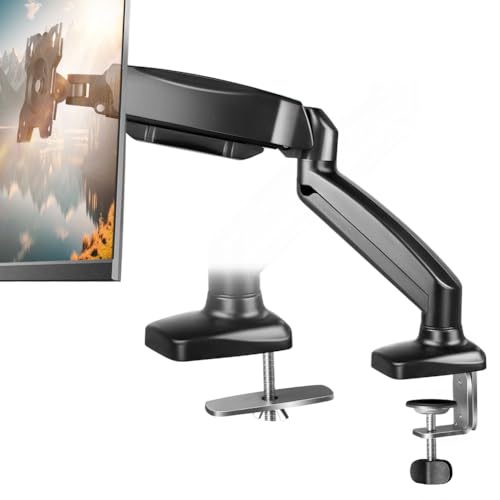 Einzelner Monitorarm für 13''-32'' Bildschirme Voll verstellbarer Monitor Tischhalterung Höhenverstellbare schwenkbare Monitorhalterung mit neigbarer drehbarer universeller Tischhalterung VESA 75x75 o von WKWKER