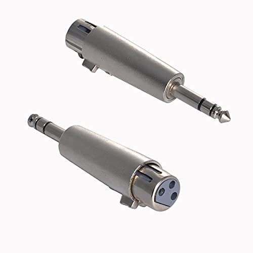 WLGQ 6,35 mm 1/4 Zoll TRS auf XLR Adapter Dual Sound Channel Kopfhörer Stereo Audio Jack Adapter für AUX-Kabel, Gitarrenverstärker, Digital Piano Amp Mixer, 6,5 mm Stecker auf XLR-Buchse, 2 Stück von WLGQ