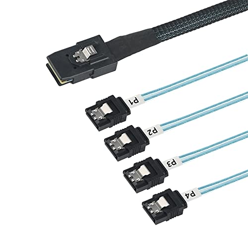 WLGQ Array Disk-Kabel Mini SAS 36-polig (SFF-8087) Stecker auf 4 SATA 7-polige Buchse, Mini SAS Host/Controller auf 4 SATA Target Backplane, 0,5 m von WLGQ