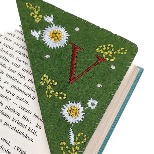 Gesticktes Lesezeichen 2 STÜCK Buchstaben, personalisierbar, besticktes Ecklesezeichen, Vier Jahreszeiten, lustiges Lesezeichen, Dekoration, handgefertigt, individuell handgenäht for Kinder(Green V) Gesticktes Lesezeichen 2 STÜCK Buchstaben, personalisierbar, besticktes Ecklesezeichen, Vier Jahreszeiten, lustiges Lesezeichen, Dekoration, handgefertigt, individuell handgenäht for Kinder(Green V) von WLIHDB