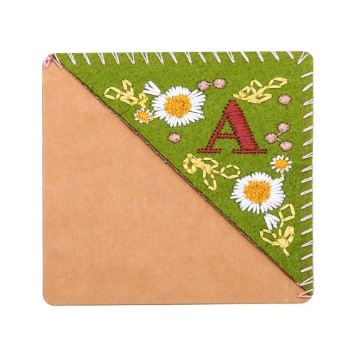 Gesticktes Lesezeichen 2 Stück Buchstaben, elegant, personalisierbar, handgestickt, Eck-Lesezeichen, süße Blume, Filz, genäht, dreieckig, Lesezeichen, Seitenmarker, Grün Gesticktes Lesezeichen 2 Stück Buchstaben, elegant, personalisierbar, handgestickt, Eck-Lesezeichen, süße Blume, Filz, genäht, dreieckig, Lesezeichen, Seitenmarker, Grün von WLIHDB