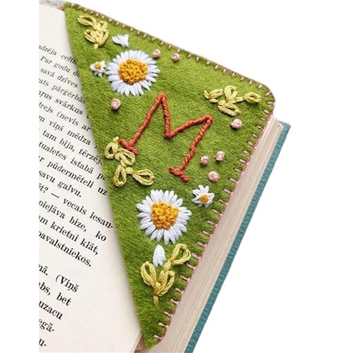 Gesticktes Lesezeichen Kreative Stickerei Lesezeichen Elegante Filz Blume Personalisierte Hand Bestickt Ecke Lesezeichen Schreibwaren Dropshipping(Color 2) von WLIHDB