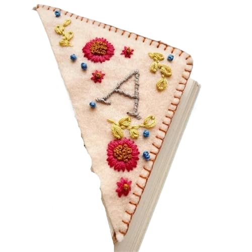 Gesticktes Lesezeichen Kreative Stickerei Lesezeichen Elegante Filz Blume Personalisierte Hand Bestickt Ecke Lesezeichen Schreibwaren Dropshipping(Color 3) von WLIHDB