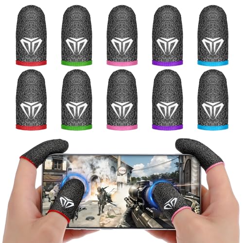 WLLHYF 10 Stück Gaming Finger Sleeves Elasthan Fasern Mobile Game Touchscreen Fingerhülse Bequeme Atmungsaktiver Anti-Schweiß Finger Handschuhe Daumenhülsen Fingerabdeckung Fingerlinge Gaming Zubehör von WLLHYF