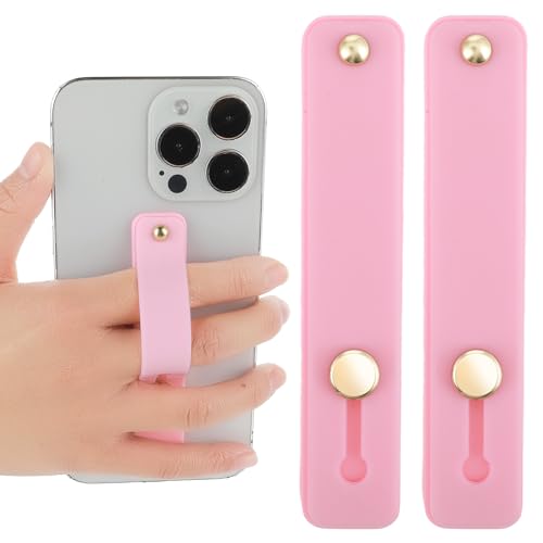 WLLHYF 2 Stück Handy-Gurt Handy-Griffhalter Handy-Schlaufe Fingerhalter Silikon-Ständer Handy-Griff-Halter für die meisten Smartphones(Rosa) von WLLHYF