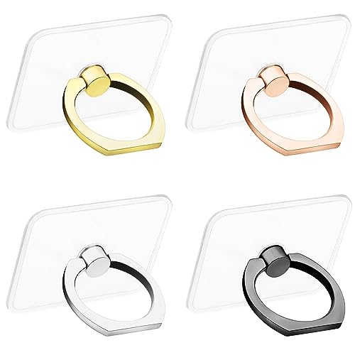 WLLHYF 4 Stück Handy Ring Halterung, 360 Drehung Transparent 360 Drehung Transparent Finger-Ständer Universal Handy-Hülle Ringständer Zubehör für Handys Smartphones Tablets von WLLHYF