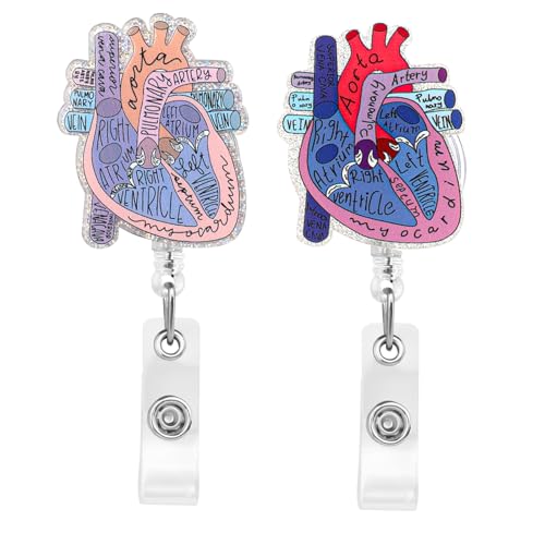WLLHYF Krankenschwester Abzeichenhalter 2 Stück Herz Abzeichenhalter Niedliche Badge Halter Einziehbare Ausweishalter mit Krokodilklemme Krankenschwester Namensschild Clip Abzeichen Zubehör von WLLHYF