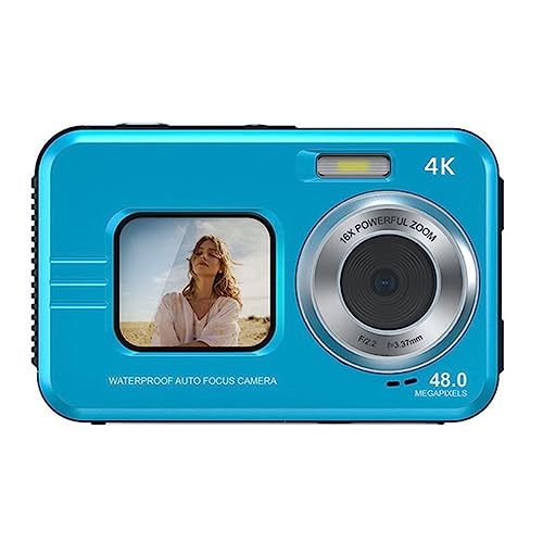 WLLKIY 2 Bildschirme, wasserdichte Kamera, multifunktionale Anti-Shake-Kamera for Fahrten, Rekordfahrten (Size : Only Camera, Color : Blue) von WLLKIY
