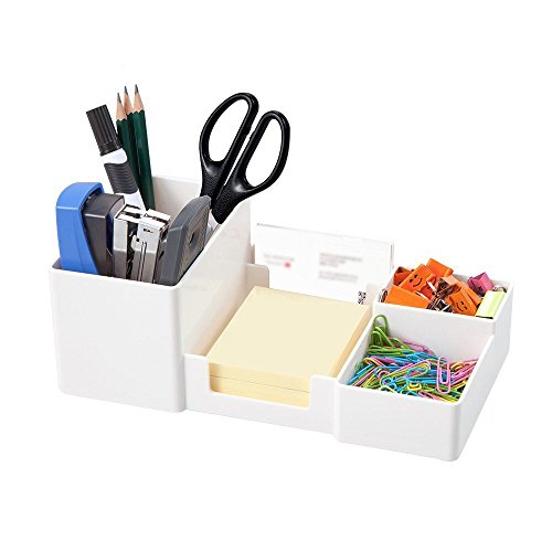Multifunktionale Tisch Veranstalter Tidy Kunststoff Organizer Aufbewahrungsbox für Fernbedienung Stifthalter (weiß) von WLOT