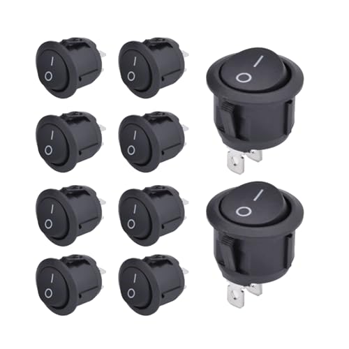 Kippschalter 12V Schalter,Wippschalter On/Off Einrastbare mit Selbsthemmung,Mini Switch 2 Polig Rund für Einbau Wohnmobil Switch (2 Polig 10pcs) von WLVinson