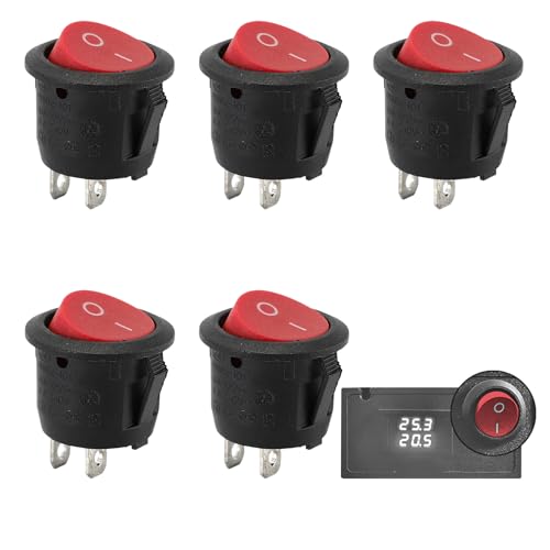 5 Stück Kippschalter 12V Schalter,Wippschalter On/Off Einrastbare mit Selbsthemmung,Mini Switch 2 Polig Rund von WLVinson