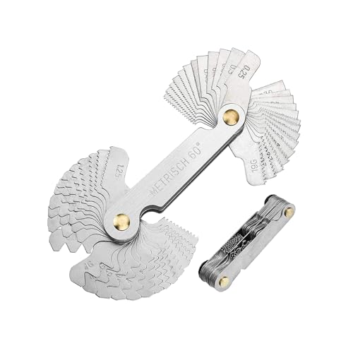 52-teiliges Edelstahl Gewindelehre Set,Metrisch 60° und Whitworth 55°,Feingewinde Messwerkzeug für 24 Blätter 0,25-6,0 mm und 28 Blätter 4G-62G,ideal für Präzisionsmessungen,Robuste Gewindelehre Zoll 52-teiliges Edelstahl Gewindelehre Set,Metrisch 60° und Whitworth 55°,Feingewinde Messwerkzeug für 24 Blätter 0,25-6,0 mm und 28 Blätter 4G-62G,ideal für Präzisionsmessungen,Robuste Gewindelehre Zoll von WLVinson