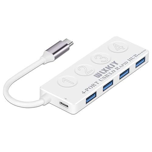 WLXKJY USB-C-Hub-Dockingstation, USB-Typ-C-Vers-Adapter mit 4 Ports USB 3.0, 1 Port Typ-C externer Stromversorgungsanschluss, ultradünner Datenhub für Datenübertragung 5 Gbit/s von WLXKJY