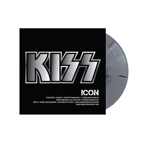 KISS ICON - Rock Exclusive Limited Silver/Black Splatter Color Vinyl LP von WM Excl