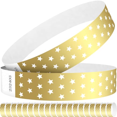 WM infinite Papier-Armbänder für Veranstaltungen, 1,9 cm, für Veranstaltungseintritte, Festivals, Partys, Clubs (Gold, 1000) von WM infinite