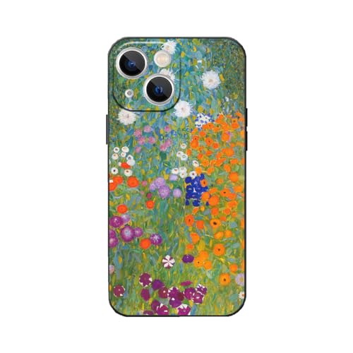 WMCFNG Kompatibel mit iPhone 14, bunte Blumengartenlandschaft, Gustav Klimt, Kunstdruck, ästhetisch, stoßfest, florale Schutzhülle für Damen (Blumengarten, iPhone 13) von WMCFNG