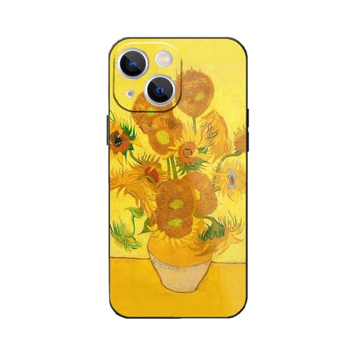 WMCFNG Van Gogh 15 Schutzhülle für iPhone 13, Motiv: Sonnenblumen, leuchtend gelbe Blumen, Kunstblumen, dünn, TPU, sturzsicher, wasserdicht, stoßfest, Schutzhülle für Damen und Mädchen von WMCFNG