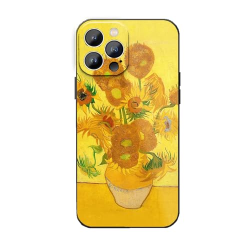WMCFNG Van Gogh 15 Schutzhülle für iPhone 14 Pro, Motiv: Sonnenblumen, leuchtend gelbe Blumen, Kunstblumen, dünn, TPU, sturzsicher, wasserdicht, stoßfest, Schutzhülle für Damen und Mädchen von WMCFNG
