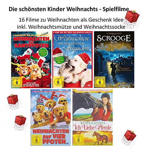 Die schönsten Kinder Weihnachtsfilme ( 16 Filme - Die Geschenk Idee incl. Weihnachtsmütze und Socke ) [5 DVDs] von WME Entertainment Group