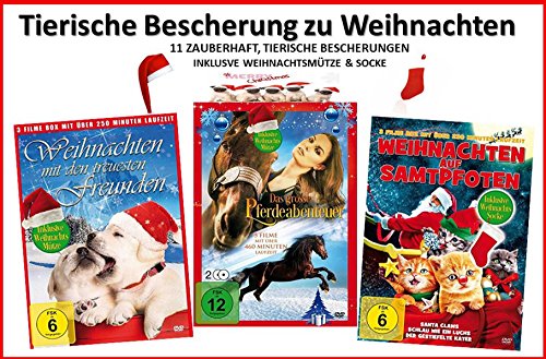 Tierische Bescherung zu Weihnachten (11 Filme incl Mütze & Socke) [4 DVDs] von WME Christmas Movies