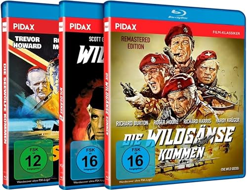 Die Wildgänse kommen + Wildgänse 2 – Sie fliegen wieder (zzgl. Bonus: Die Seewölfe kommen) Drei spektakuläre Söldner-Action Meisterwerke in HD mit Weltstarbesetzung (3 Blu-Rays) von WME Film Klassiker