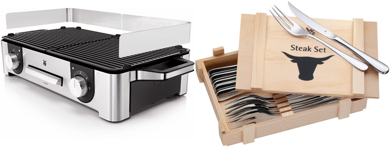 LONO Master Grill + 12tlg Steakbes. Barbecue-Tischgrill cromargan matt von WMF