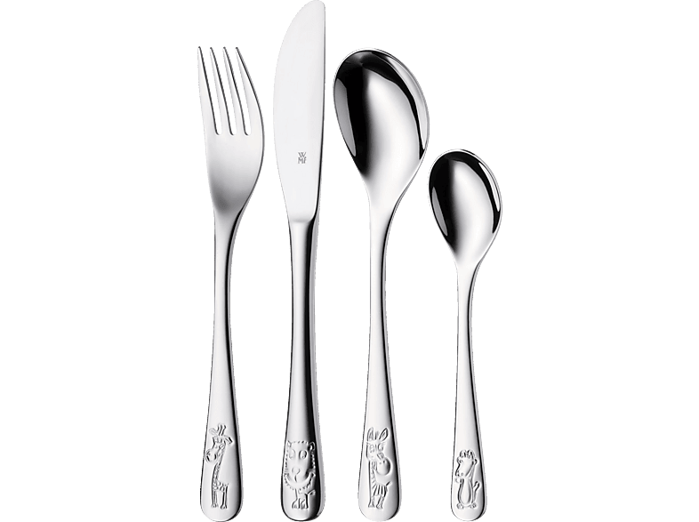 WMF Safari 4-teilig, Cromargan Edelstahl Kinderbesteck-Set Silber von WMF