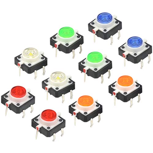 WMYCONGCONG 10 Stück Lichtemittierende Diode Momentan Taktile Taktung Druckknopfschalter 12 mm x 12 mm x 7 mm Rot Weiß Gelb Blau Grün WMYCONGCONG 10 Stück Lichtemittierende Diode Momentan Taktile Taktung Druckknopfschalter 12 mm x 12 mm x 7 mm Rot Weiß Gelb Blau Grün von WMYCONGCONG