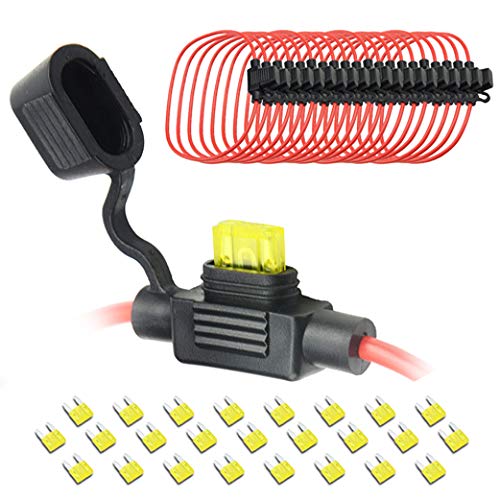 WMYCONGCONG 15 PCS 14 Gauge Schwerer Klingen-Sicherungshalter mit 25 PCS 20AMP-Sicherung für Mini ATM APM Automotive Blade Fuse Verwendung von WMYCONGCONG