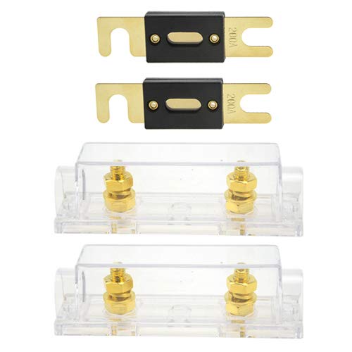 WMYCONGCONG 2 Stück ANL Sicherungshalter + 2 Stück 200 Amp ANL Sicherung, vergoldet von WMYCONGCONG