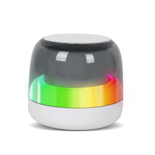 Klein Bluetooth Lautsprecher mit Licht, Tragbarer Musikbox LED Bluetooth Box mit FM Radio, Kabelloser Lautsprecher mit U-Disk und TF-Karte und USB, 800mAh (Weiß) von WMYYLX