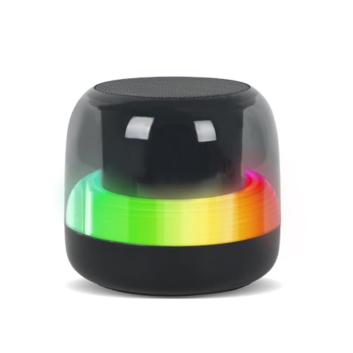 WMYYLX Klein Bluetooth Lautsprecher mit Licht, Tragbarer Musikbox LED Bluetooth Box mit FM Radio, Kabelloser Lautsprecher mit U-Disk und TF-Karte und USB, 800mAh (Schwarz) von WMYYLX