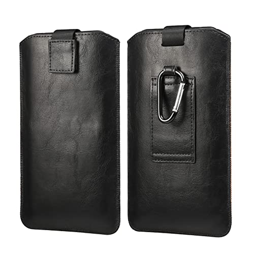 Gürteltasche für Handy Leder Schwarz, Handytasche mit Gürtelschlaufe, 6.5" Männer Gürtel Handy Schutztasche Hüfttasche Leder Bauchtasche Outdoor Taillentasche Brieftasche mit Karabiner Gürtelschlaufe Gürteltasche für Handy Leder Schwarz, Handytasche mit Gürtelschlaufe, 6.5" Männer Gürtel Handy Schutztasche Hüfttasche Leder Bauchtasche Outdoor Taillentasche Brieftasche mit Karabiner Gürtelschlaufe von WNHTFAC
