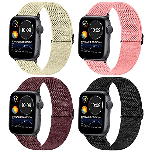 WNIPH Kompatibel mit Apple Watch Armband 49mm 45mm 44mm 42mm 41mm 40mm 38mm,Einstellbar Elastisch Nylon Stoff Ersatzarmband für Apple Watch Ultra/Ultra 2/iWatch Series 9 8 7 6 5 4 3 2 1/Apple Watch SE von WNIPH