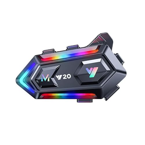 WNJACO Motorradhelm Bluetooth Headset, Cool RGB Dazzling Lights Motorradhelm Lautsprecher mit doppelter Geräuschunterdrückung Starker Bass/IPX6 Wasserdicht Helm Kopfhörer Kompatibel mit Allen Helmen WNJACO Motorradhelm Bluetooth Headset, Cool RGB Dazzling Lights Motorradhelm Lautsprecher mit doppelter Geräuschunterdrückung Starker Bass/IPX6 Wasserdicht Helm Kopfhörer Kompatibel mit Allen Helmen von WNJACO