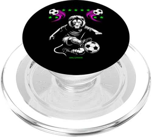 Ein Fußball-Löwe – lustige Fußballtiere PopSockets PopGrip für MagSafe von WOAH MANATEE