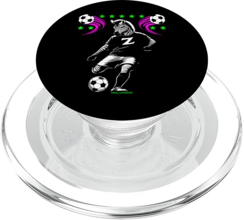Ein Fußball-Zebras – lustige Fußballtiere PopSockets PopGrip für MagSafe von WOAH MANATEE