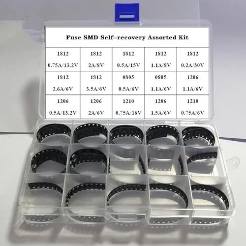 300 Stück 1812 1206 0805 1210 15 Werte 0,7 A 0,5 A 0,2 A 2 A 1,1 A 2,6 A 3,5 A SMD rücksetzbare Sicherung PPTC PolySwitch Selbstwiederherstellung KHzIgRdY von WOBBLO