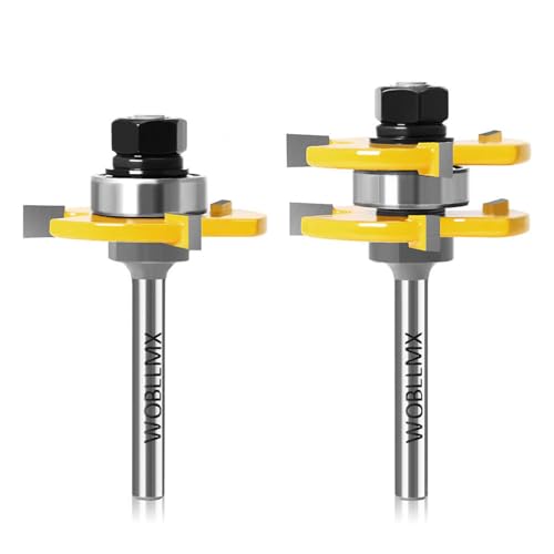 WOBLLMX 2 Stücke Groove und Tongue Zunge und Nut Set,6mm Schaft 3 Zähne Einstellbare T Form Holzbearbeitung Fräser Set,Oberfräser Holzbearbeitung Fräsen Holzschneider Werkzeug WOBLLMX 2 Stücke Groove und Tongue Zunge und Nut Set,6mm Schaft 3 Zähne Einstellbare T Form Holzbearbeitung Fräser Set,Oberfräser Holzbearbeitung Fräsen Holzschneider Werkzeug von WOBLLMX