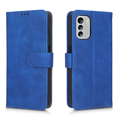 WOBURN Hülle für Nokia G60 5G, Premium TPU/PU Leder Klappbar Schutzhülle Tasche Handyhülle mit Standfunktion & Kartensteckplätzen, Blau von WOBURN
