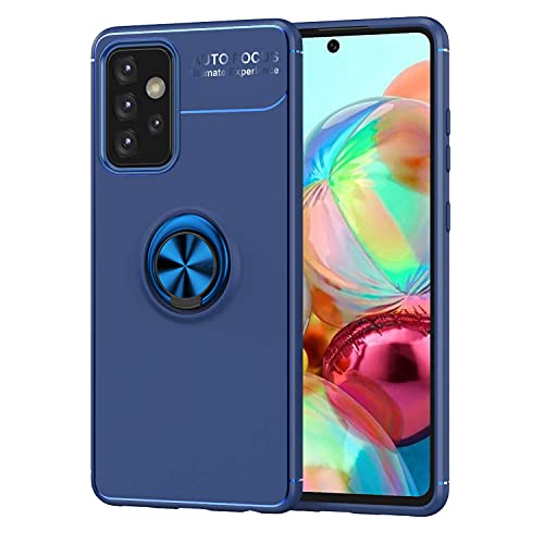 WOBURN Hülle für Samsung Galaxy A34 5G, TPU Silikon Stoßfest Handyhülle mit 360 ° Drehung Fingerring Stände, Soft Bumper Schutzhülle Case Cover, blau+blau von WOBURN
